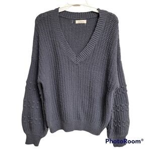 Elan Charcoal V-Neck Sweater